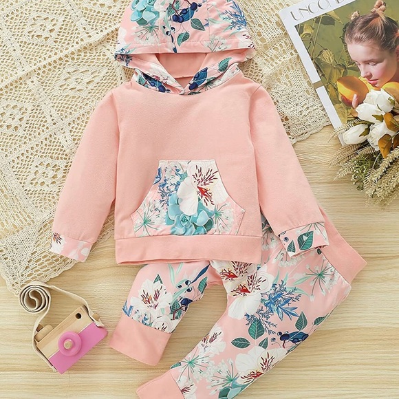 Baby Girl Long Sleeve Hoodie Outfit - Picture 1 of 4